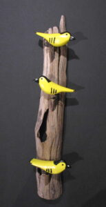 Lonnie & Twyla Money, 3 Yellow Birds on Driftwood