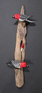 Lonnie & Twyla Money, Woodpecker Family on Driftwood, SOLD