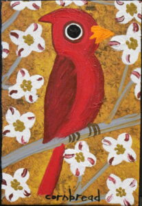 Cornbread, Cardinal in a Dogwood (SOLD)